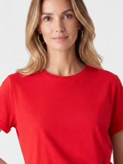 Usha Damen T-Shirt in rot - Ausschnitt: Rundhals