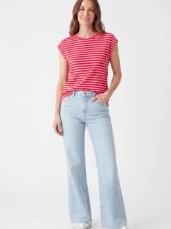 Usha Damen T-Shirt in rot - Ausschnitt: Rundhals