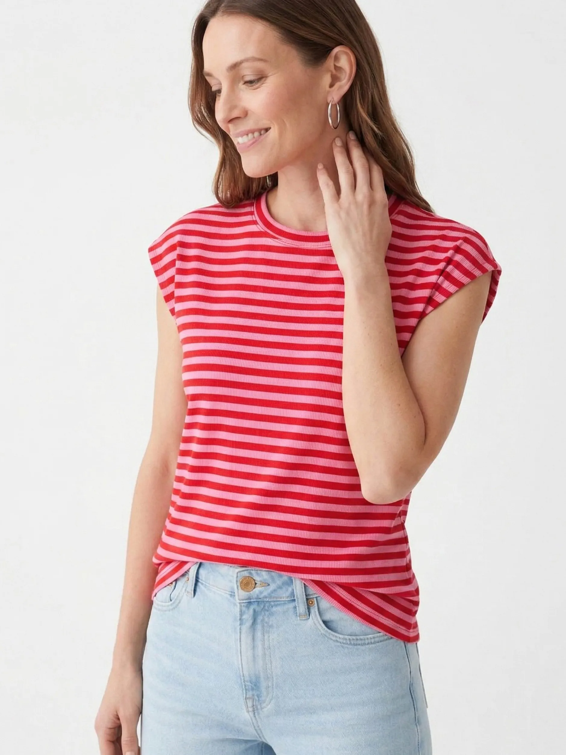 Usha Damen T-Shirt in rot - Ausschnitt: Rundhals