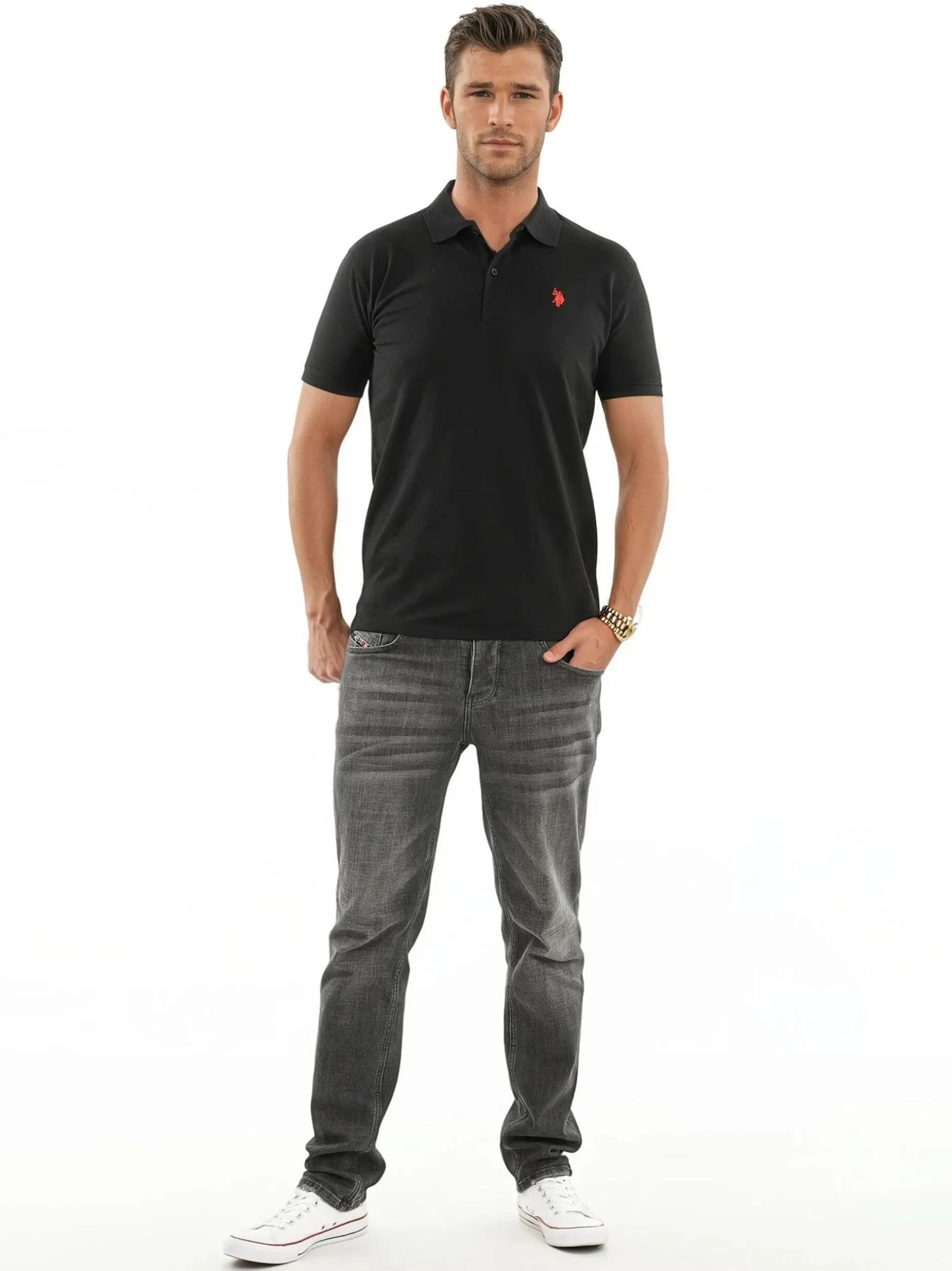 U.S. Polo Assn. Herren Poloshirt - USNeho in schwarz