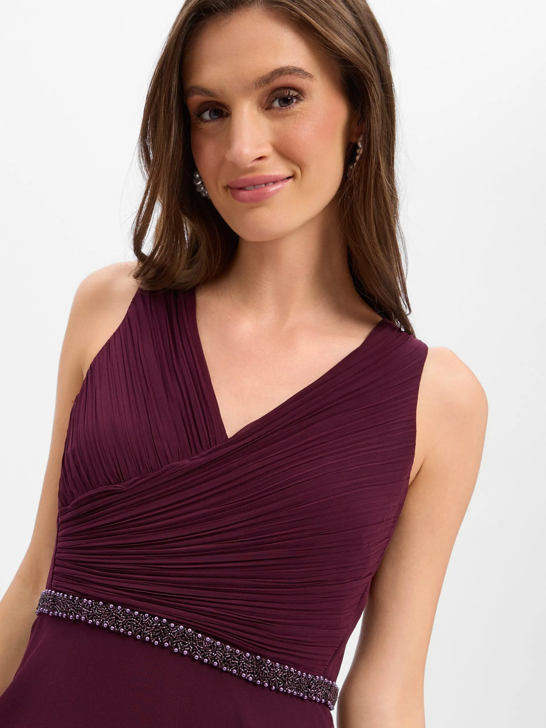 Vera Mont Damen Abendkleid in aubergine - Länge: lang