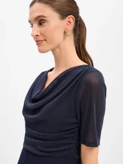 Vera Mont Damen Chiffonkleid in marine - Ärmel: kurzarm