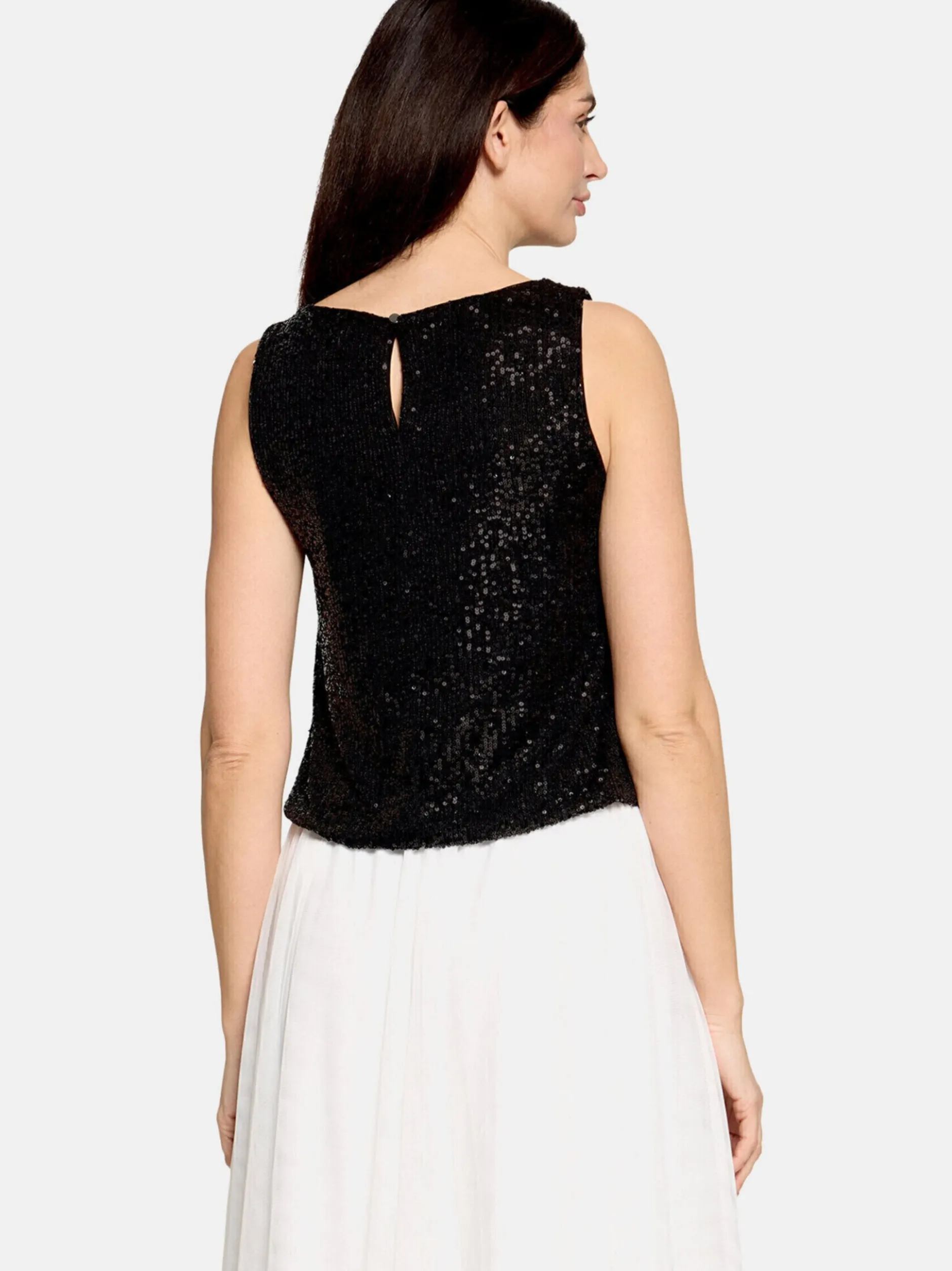 Vera Mont Damen Pailletten-Top in schwarz