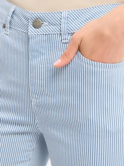 VG Damen Caprihose in hellblau weiß - Länge: verkürzt