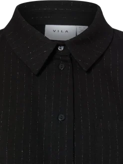 Vila Damen Hemdbluse - VIMagnolia in schwarz silber