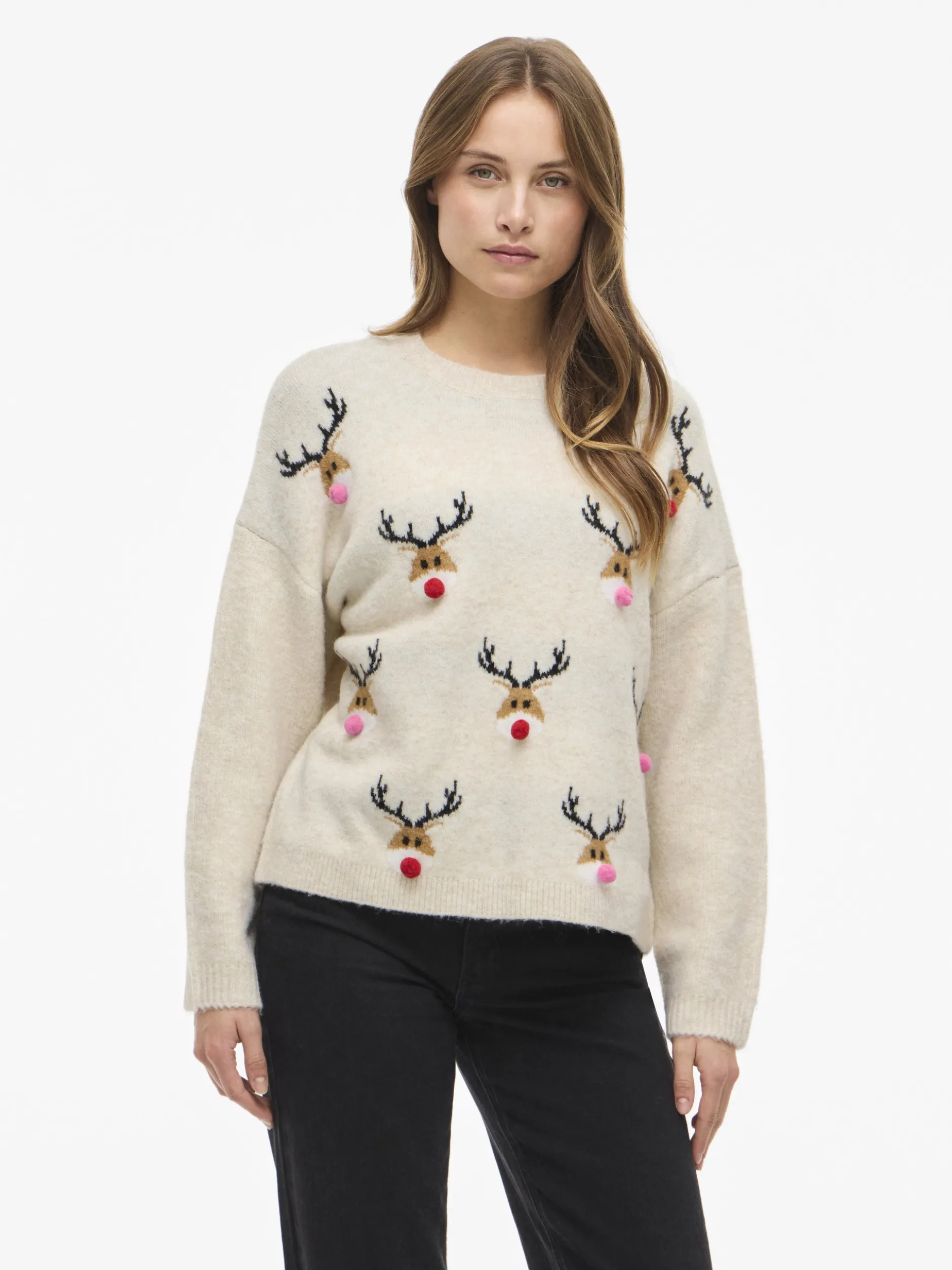 Vila Damen Pullover - VIMarcipel in beige braun