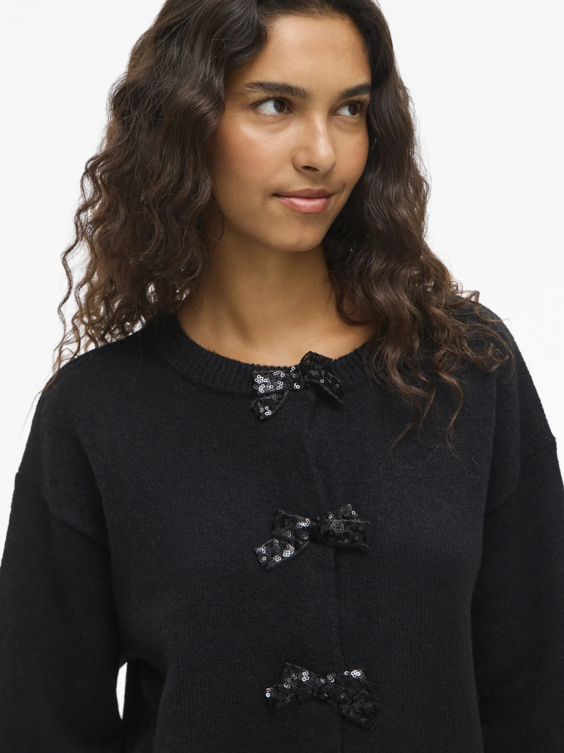 Vila Damen Strickjacke - VIBrianna in schwarz