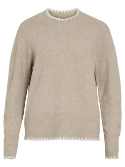 Vila Damen Strickpullover - VIHefna in beige