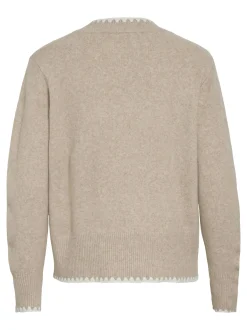Vila Damen Strickpullover - VIHefna in beige