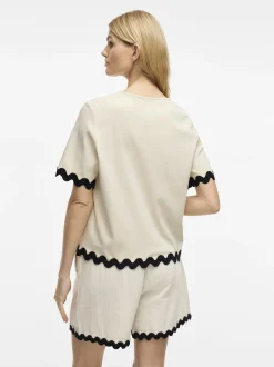 Vila Damen T-Shirt - VICalisa in sand schwarz