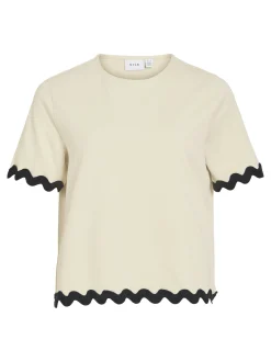 Vila Damen T-Shirt - VICalisa in sand schwarz