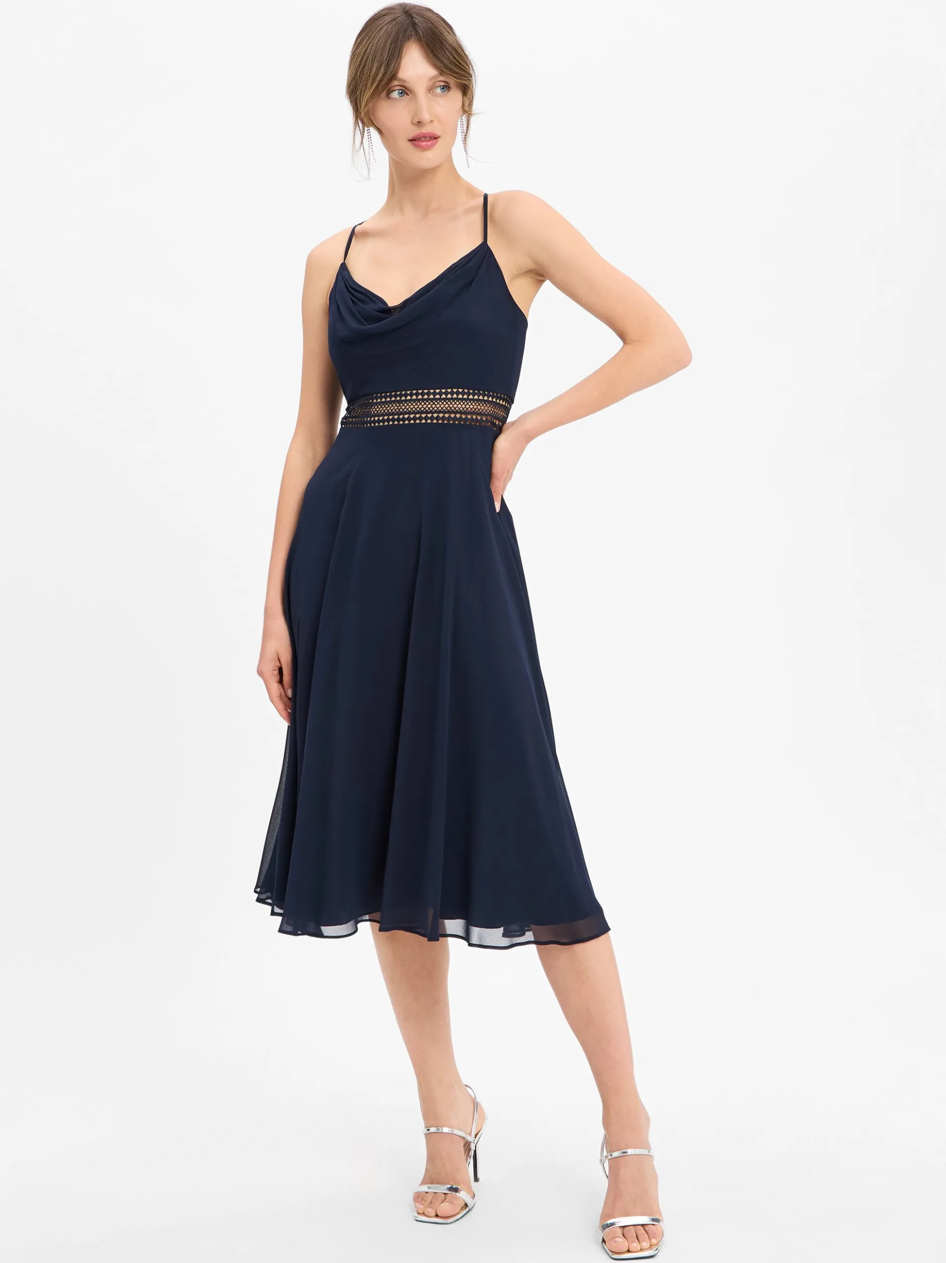 VM Damen Abendkleid in marine - Ausschnitt: Wasserfall