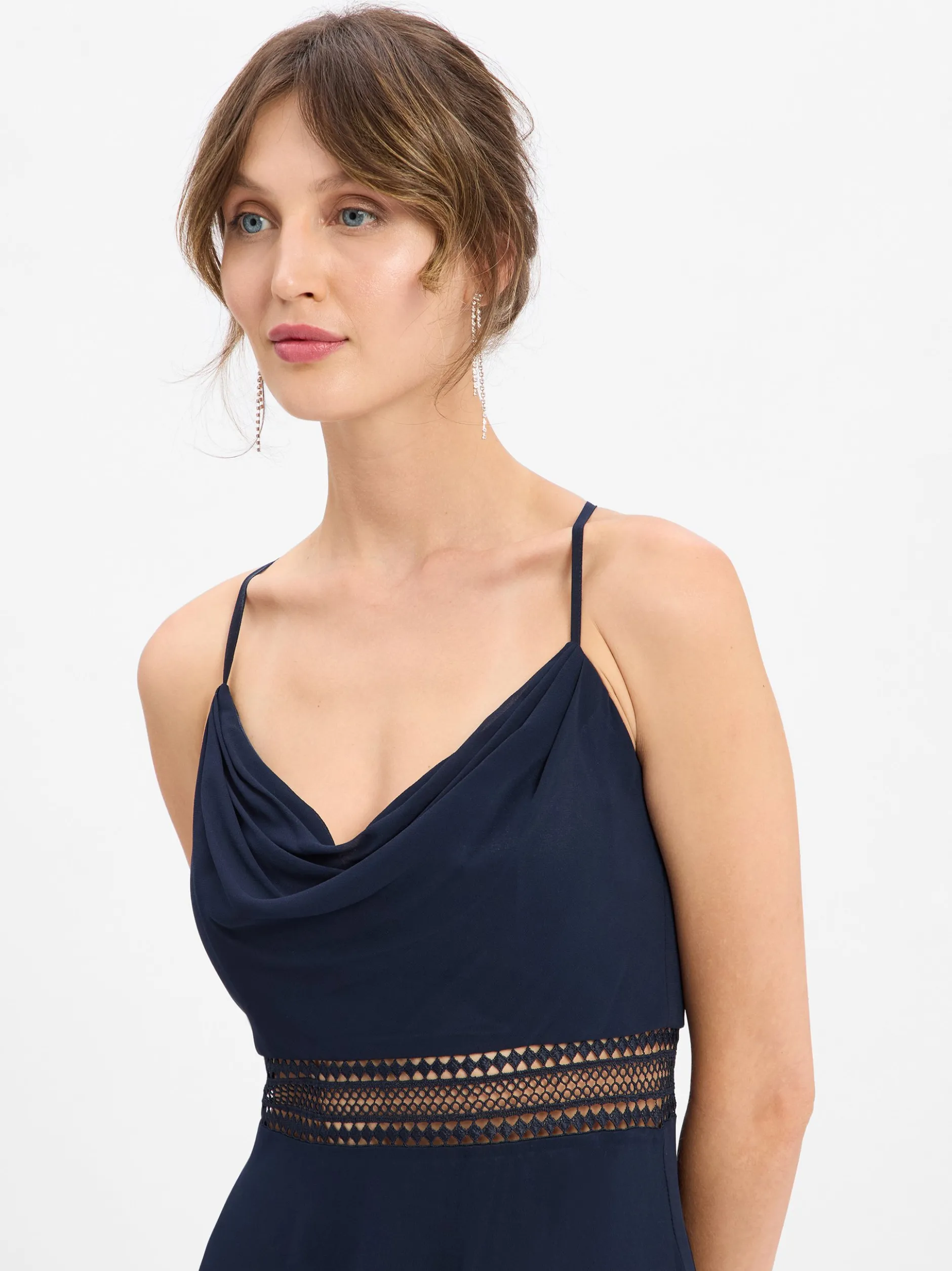 VM Damen Abendkleid in marine - Ausschnitt: Wasserfall