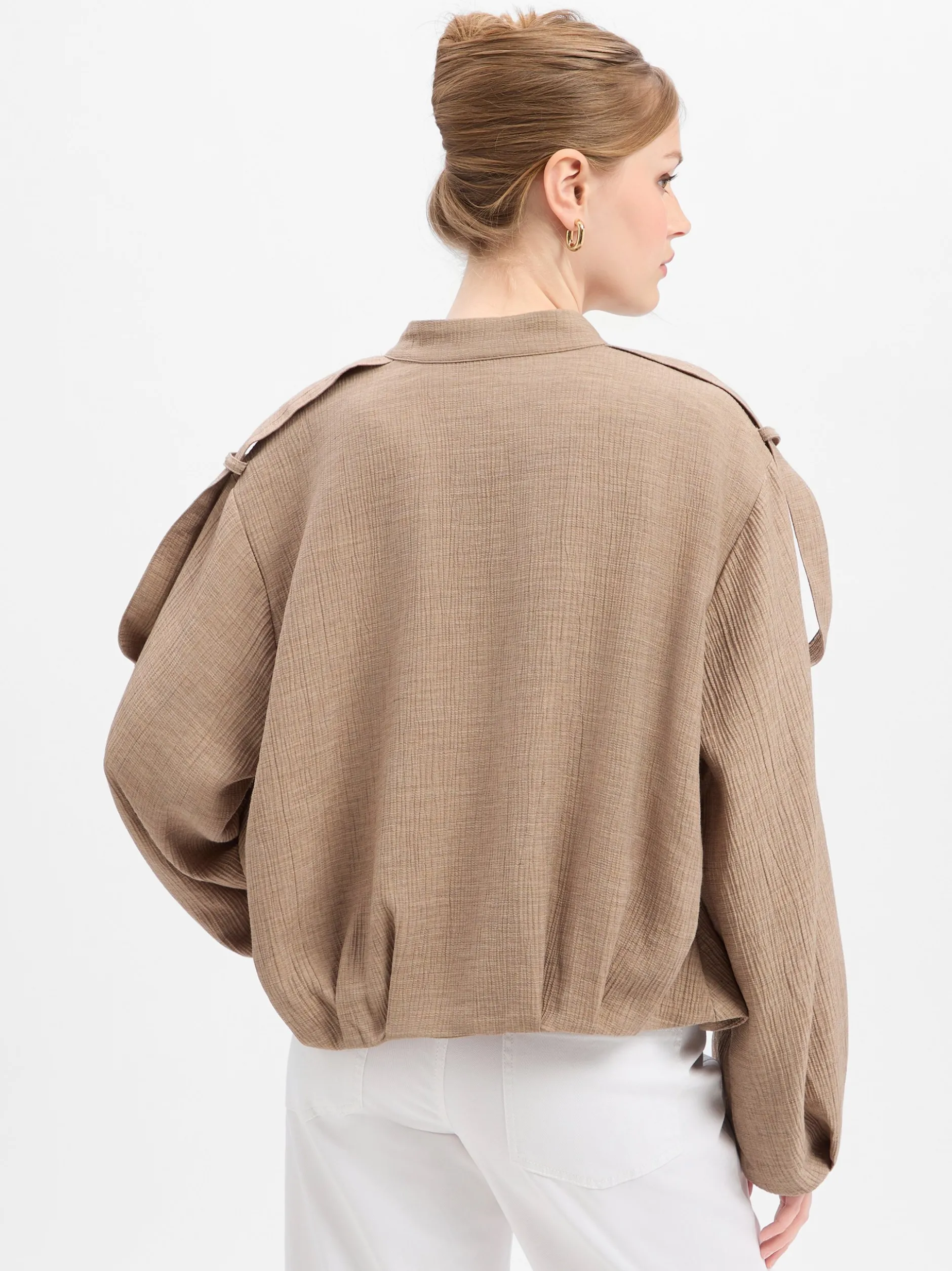 Y.A.S Damen Blouson - YASRina in taupe - Ärmel: langarm