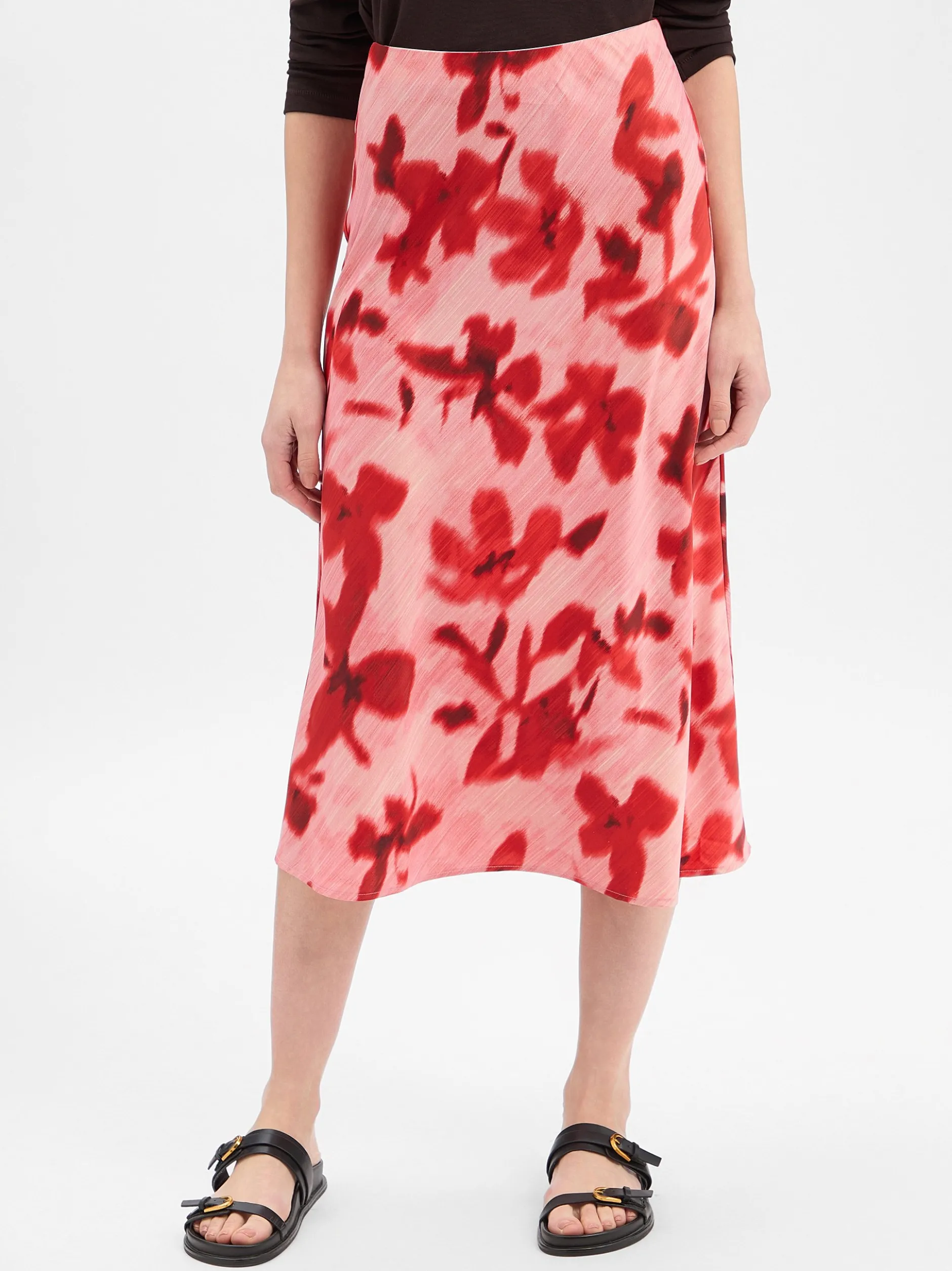 Y.A.S Damen Midirock - YASPella in fuchsia bordeaux