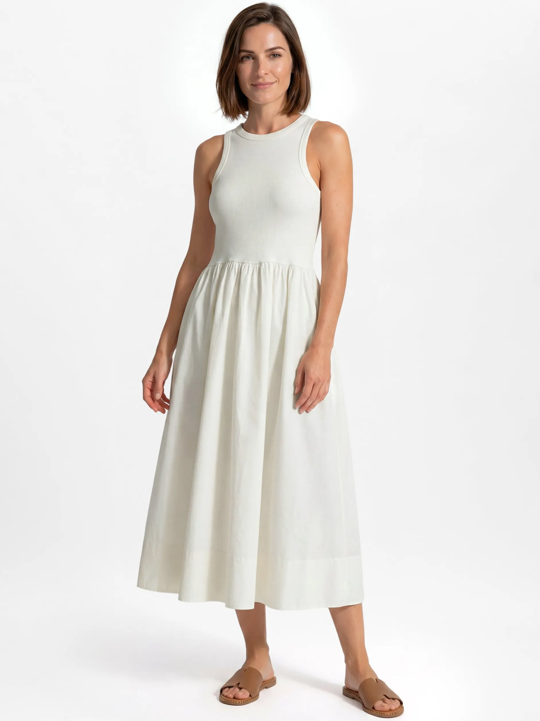 Y.A.S Damen Trägerkleid - YASMiri in ecru - Länge: lang