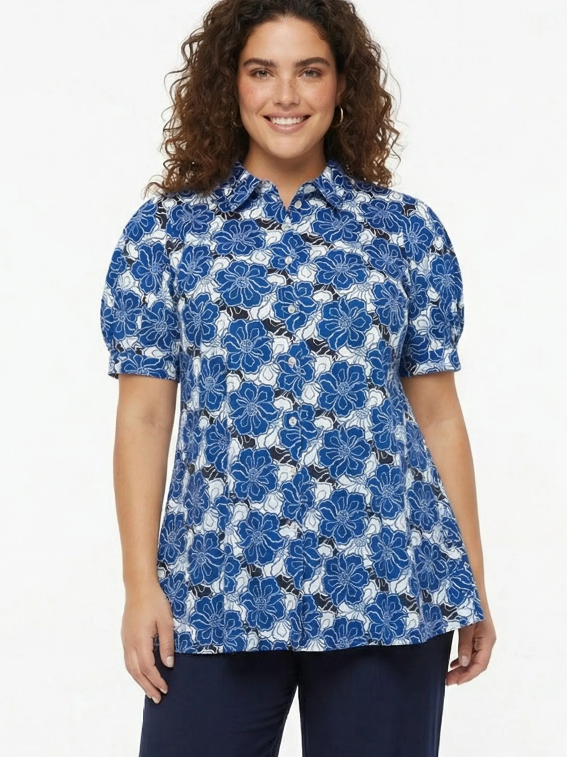 YOEK Damen Bluse in blau