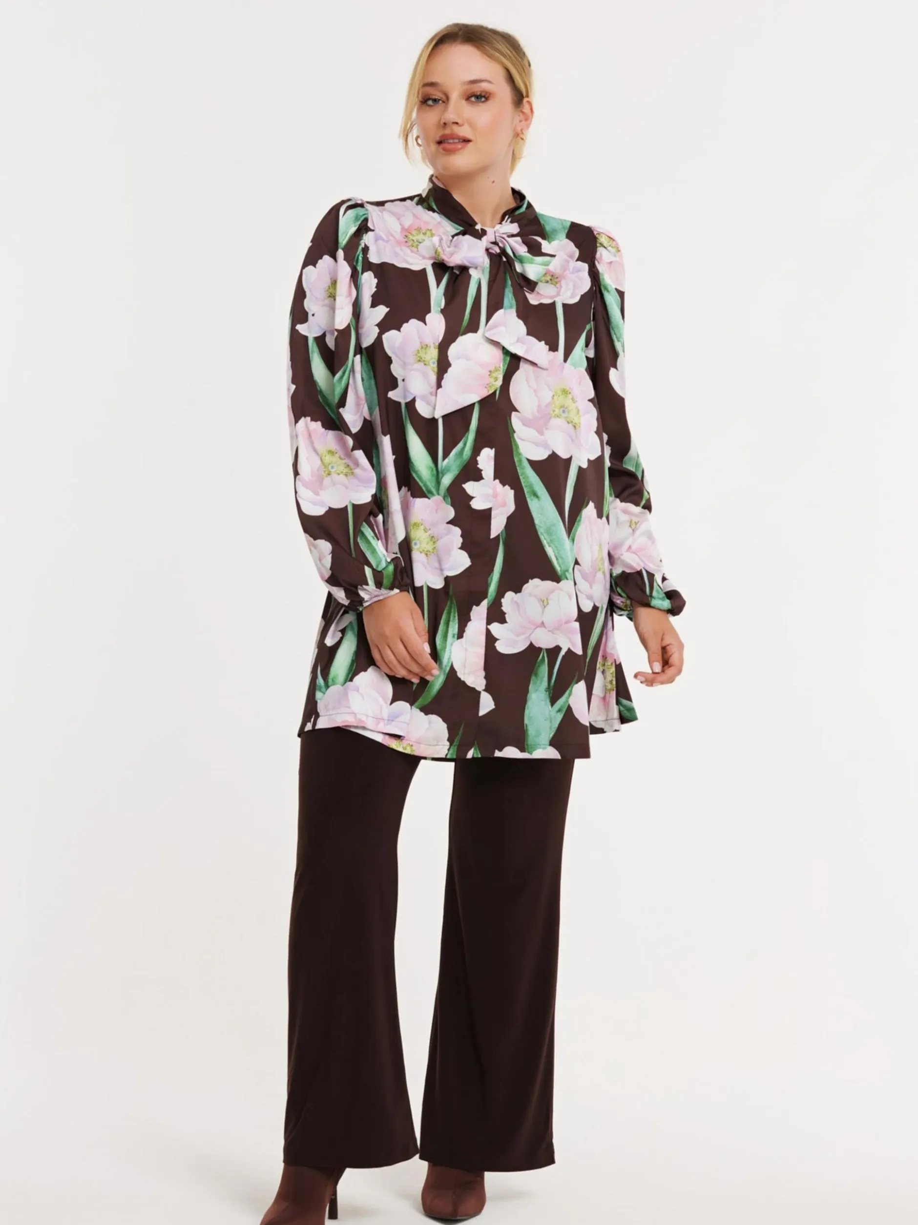 YOEK Damen Bluse in braun mehrfarbig