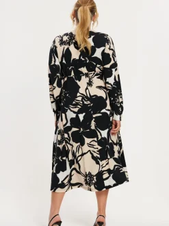 YOEK Damen Kleid in ecru schwarz