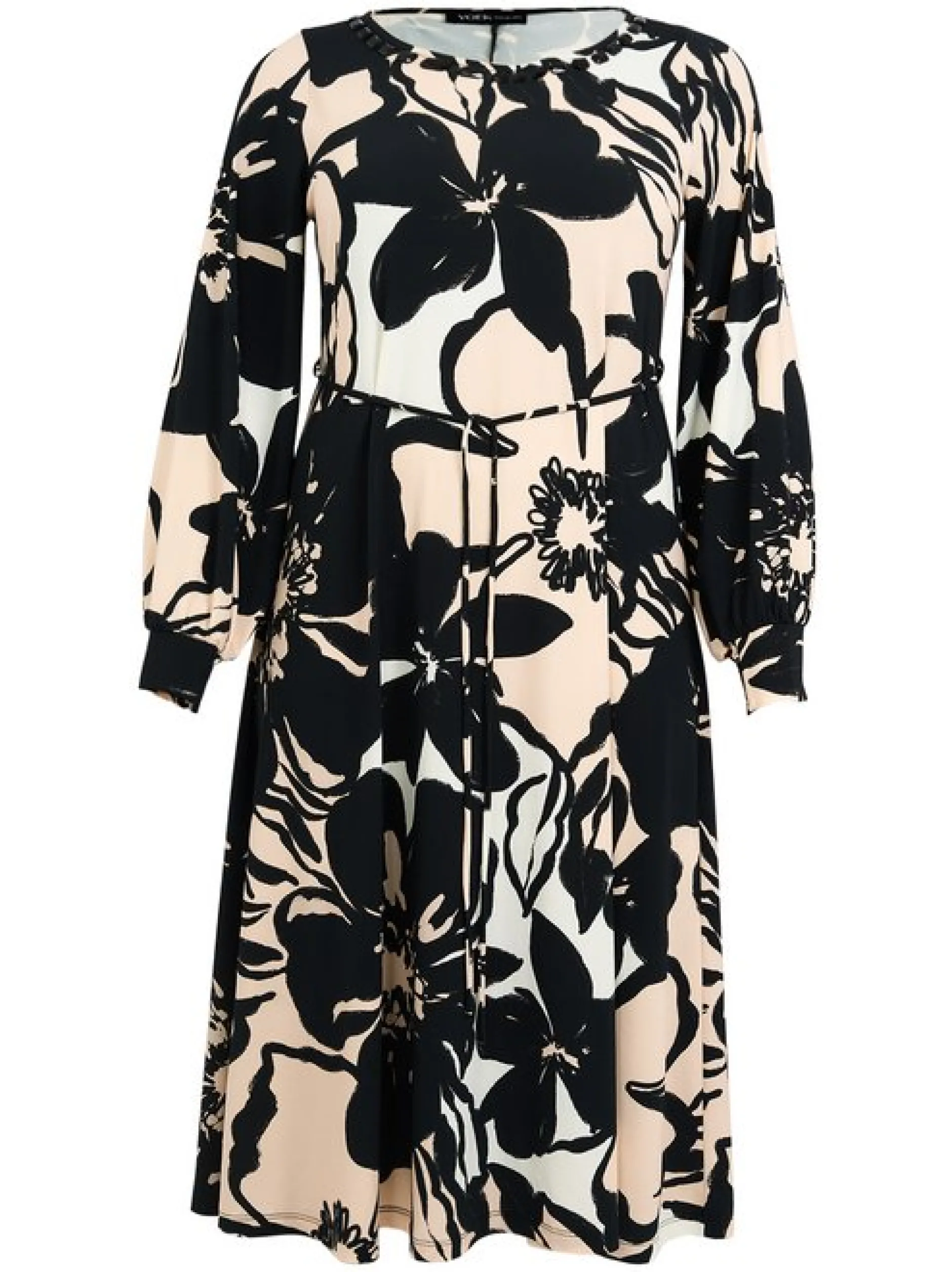 YOEK Damen Kleid in ecru schwarz