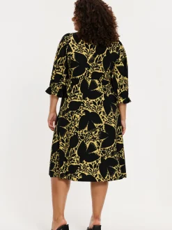 YOEK Damen Kleid in schwarz gelb