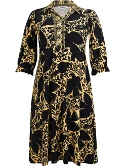 YOEK Damen Kleid in schwarz gelb
