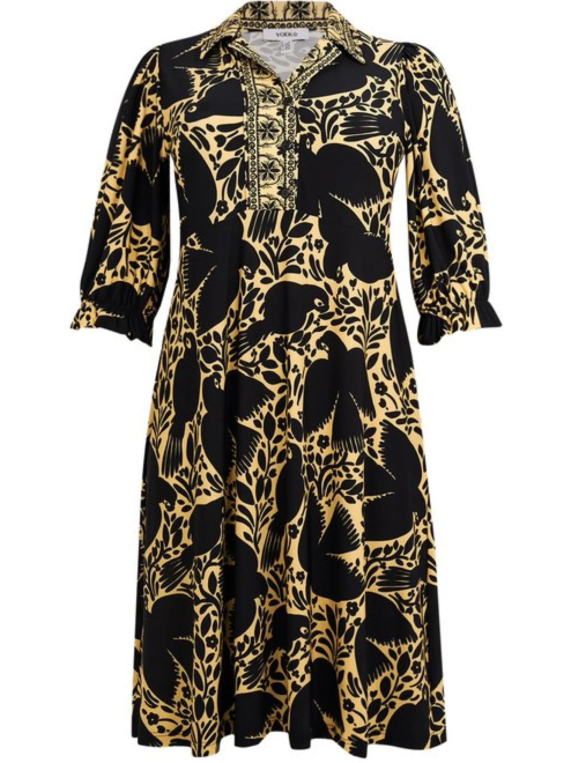 YOEK Damen Kleid in schwarz gelb