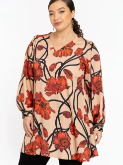 YOEK Damen Tunika in camel rot