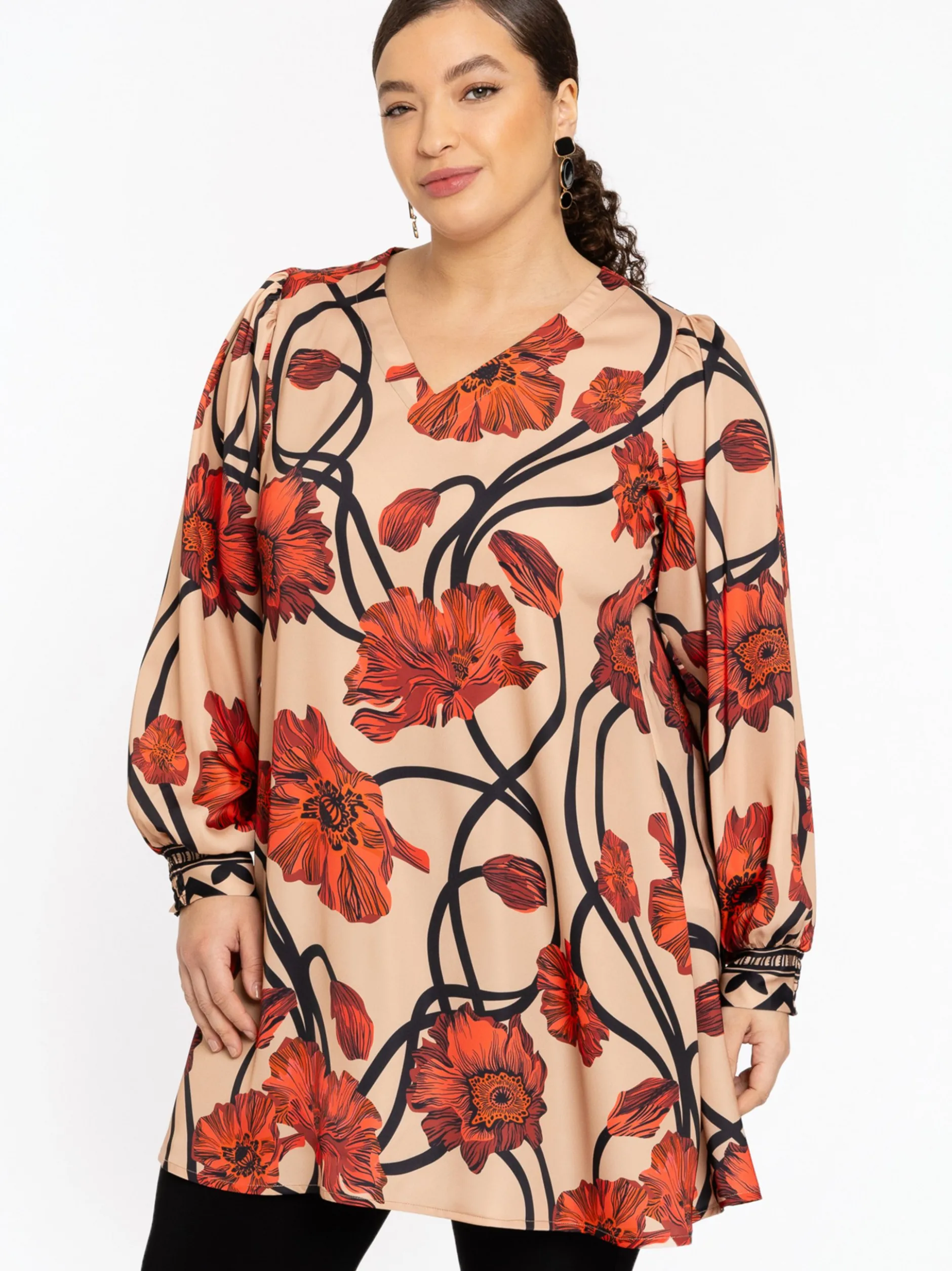YOEK Damen Tunika in camel rot