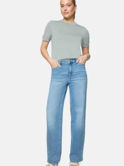 zero Damen Kurzarmpullover in silber blau