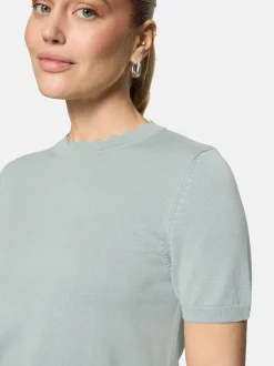 zero Damen Kurzarmpullover in silber blau