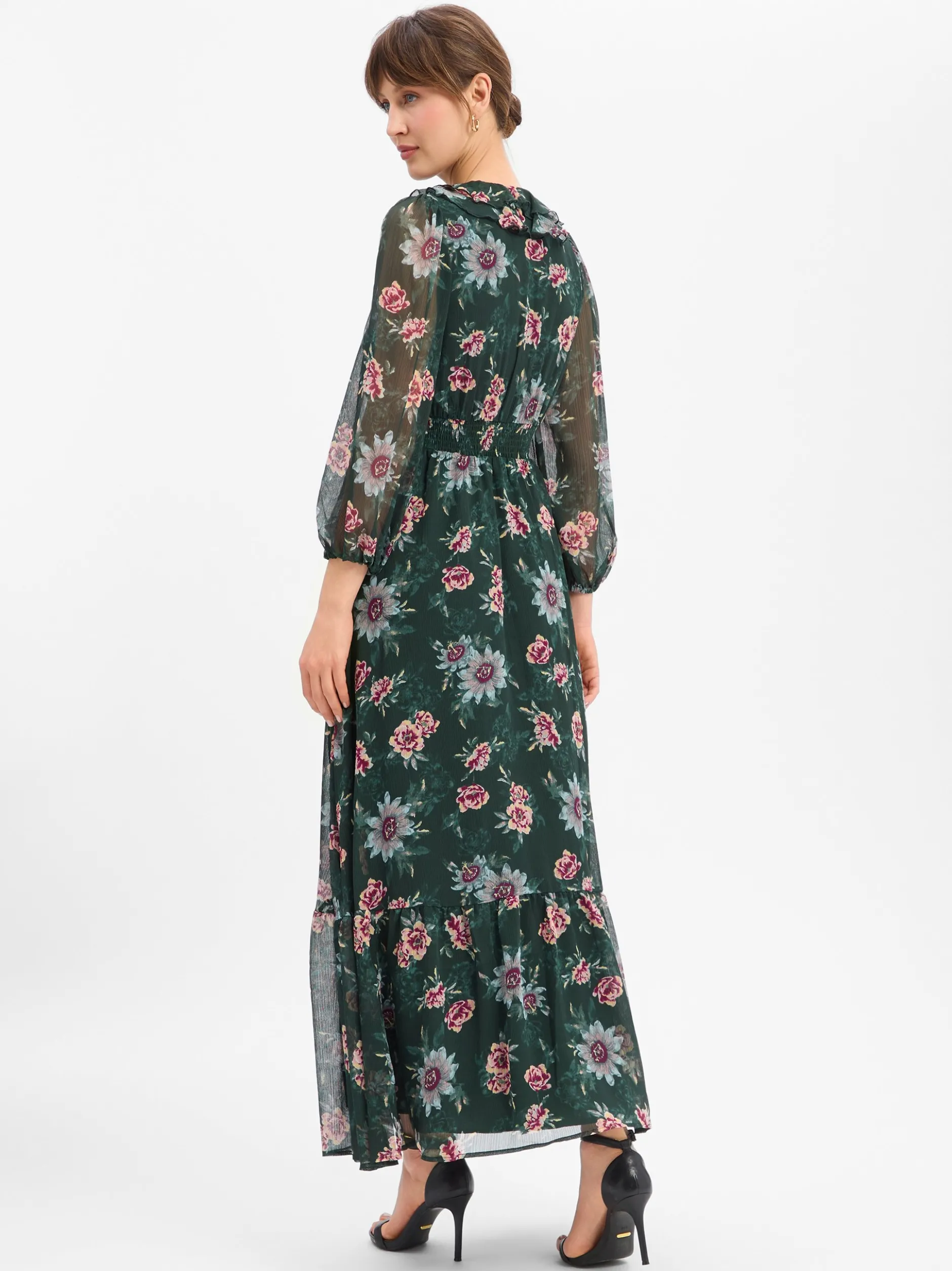 zero Damen Maxikleid in tanne mehrfarbig - Länge: lang
