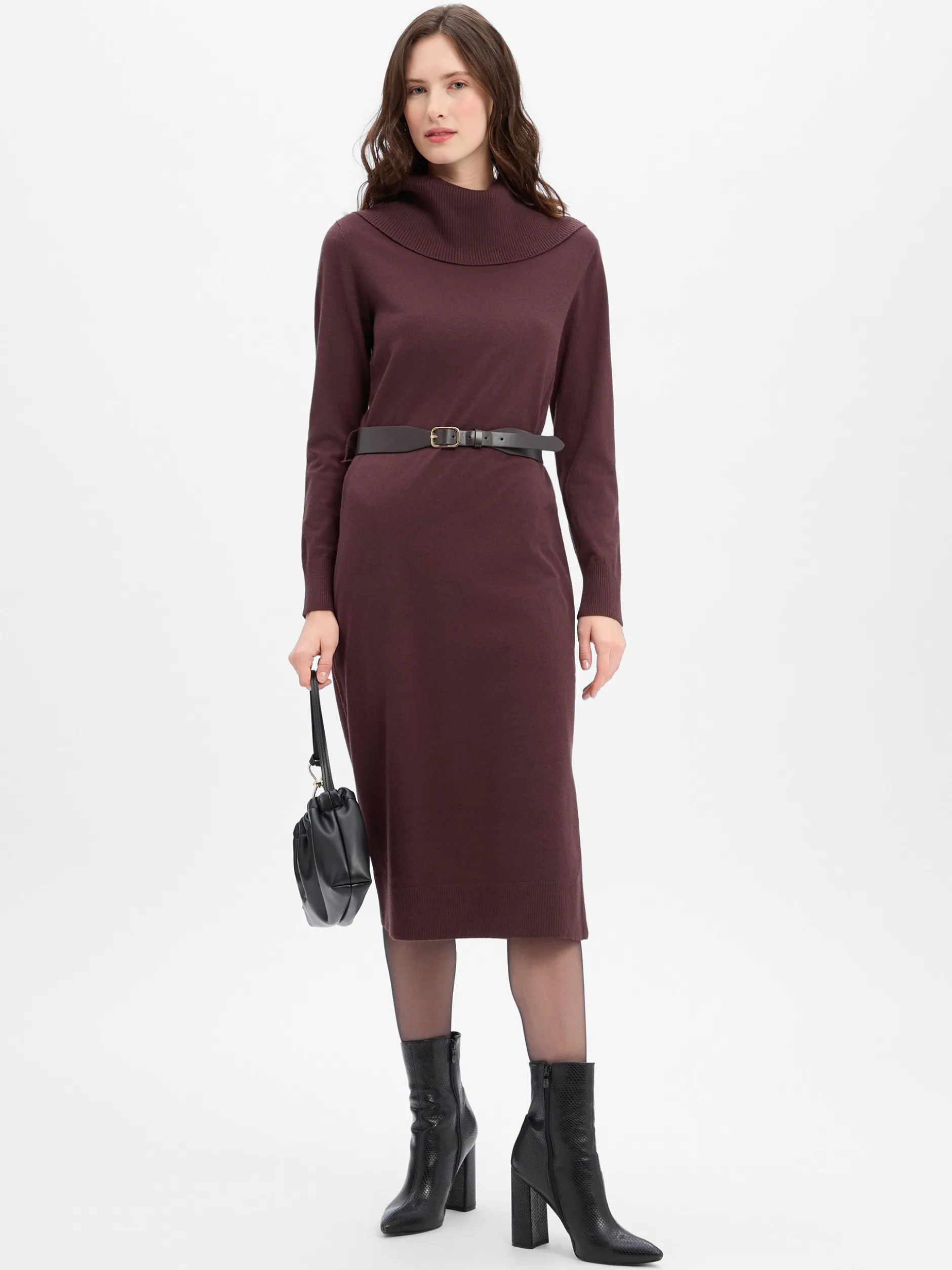 zero Damen Strickkleid in schoko - Ärmel: langarm