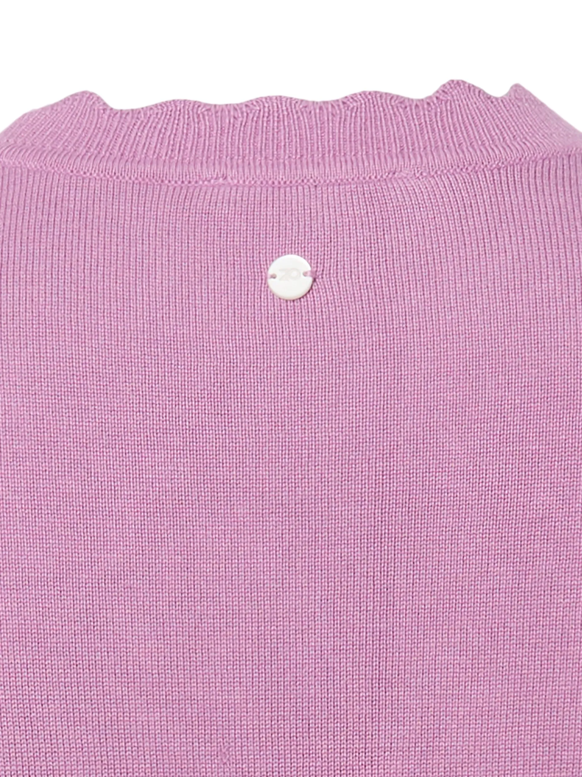 zero Damen Strickshirt in aubergine - Ärmel: kurzarm