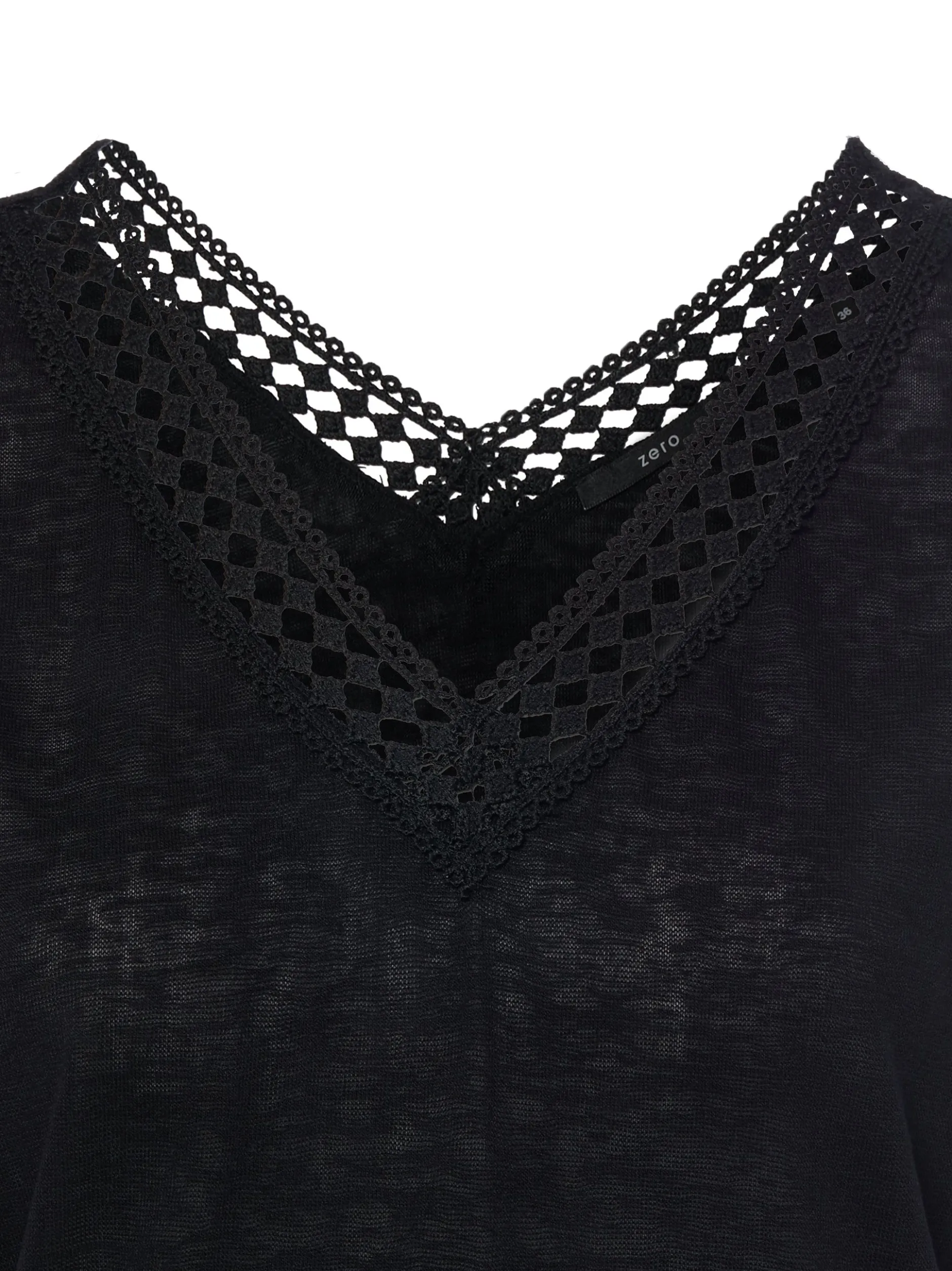 zero Damen T-Shirt in schwarz - Ausschnitt: V-Ausschnitt